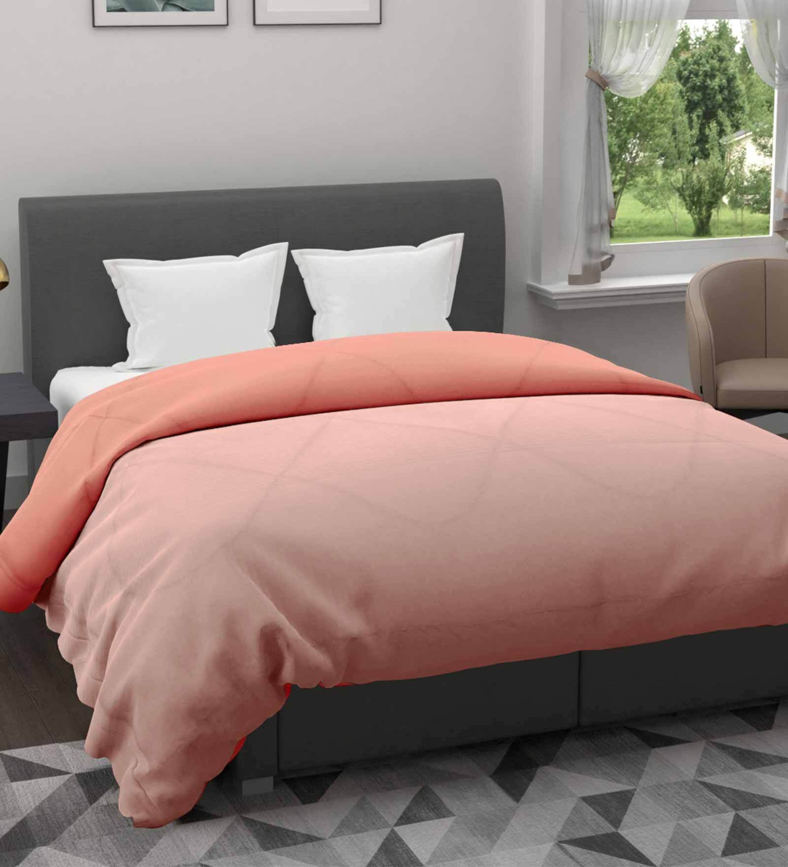 Buy Peach Cotton 220 Mild Winter Double Bed Comforter by Clasiko Online
