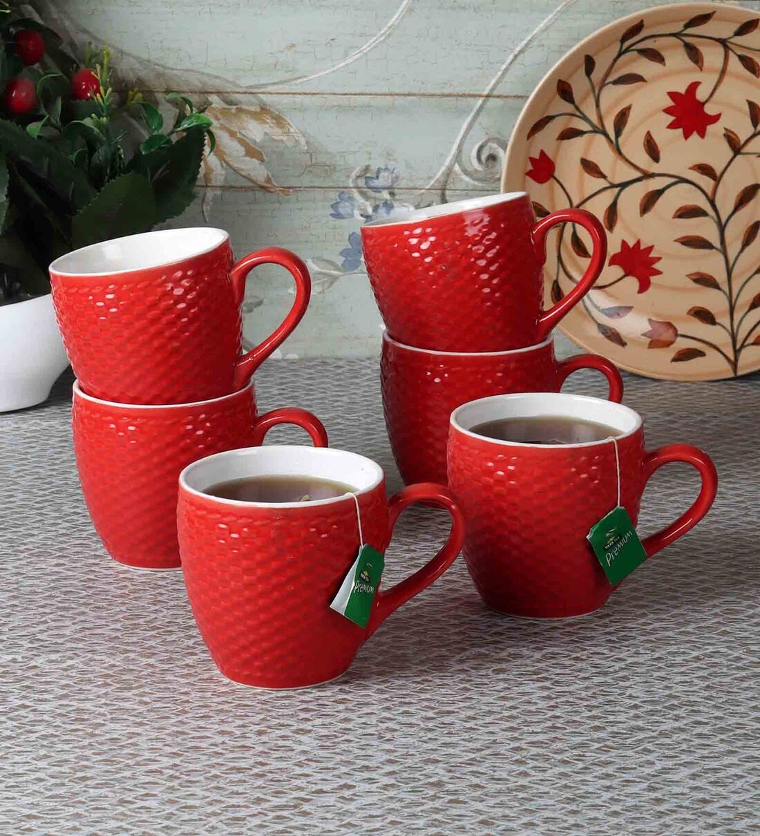 Buy 150 ML Red Ceramic (Set of 7) Cups at 63 OFF by Cdi Pepperfry