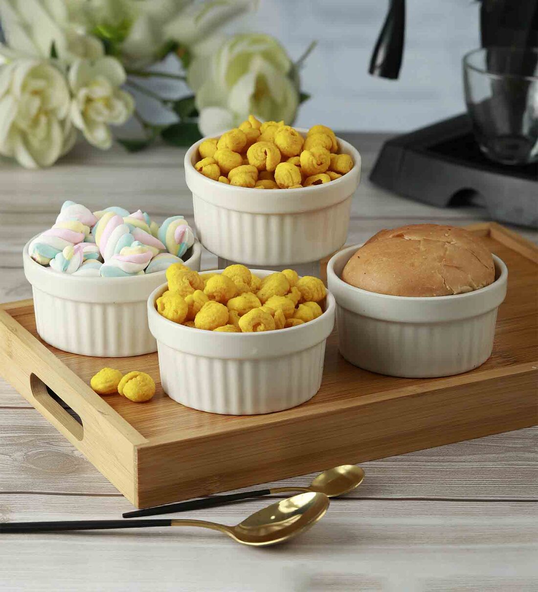 Buy Ceramic White 225 ML Serving Bowl Set of 4 Online Serving Bowls Kitchen and Dining