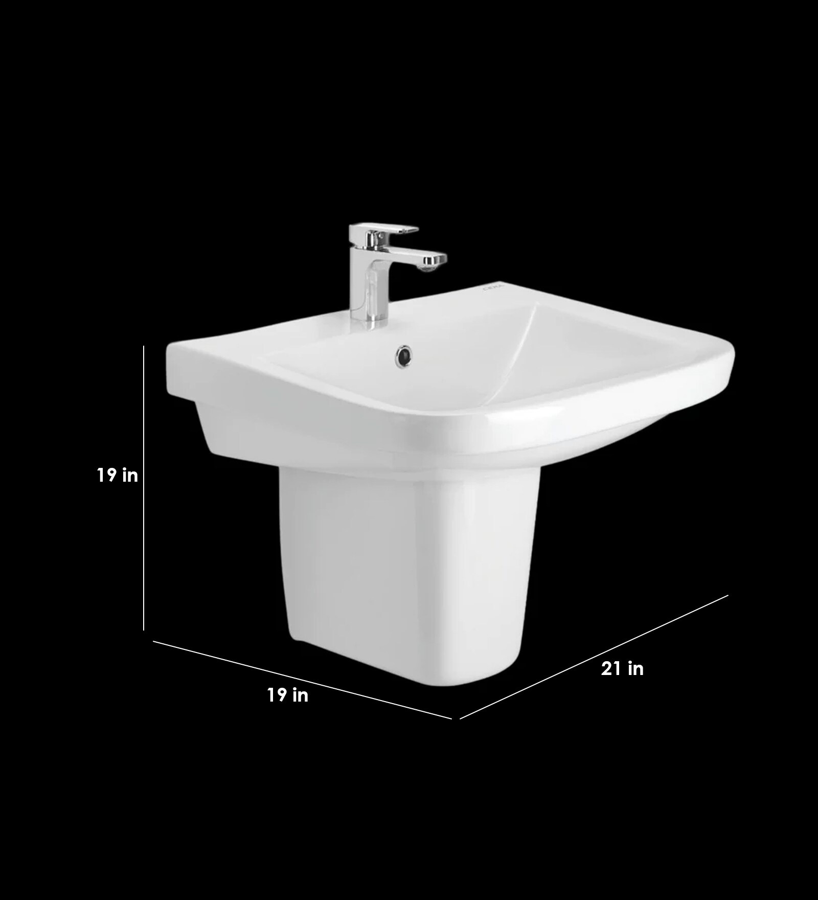 Buy Rectangular Shape Ceramic White Semi Pedestal Wash Basin (L 21, W