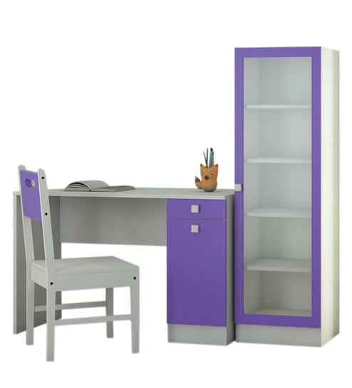 Buy Celestia Study Desk Chair And Bookshelf Set In Lavender