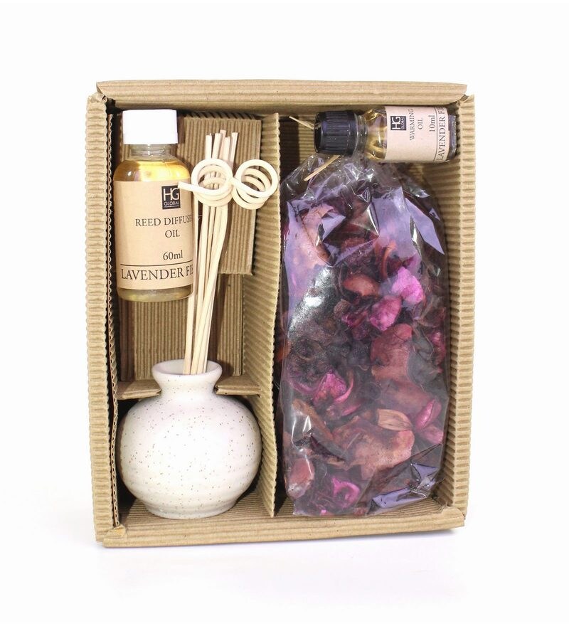 Buy White Ceramic Reed Diffuser With 6 Diffuser Sticks Lavender