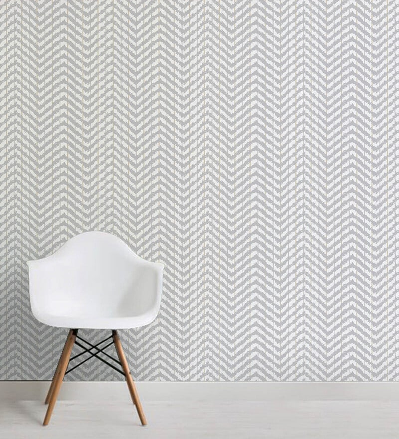 Grey and White Ikat Wallpaper Ethnic Indian Wall Decor  lifencolors