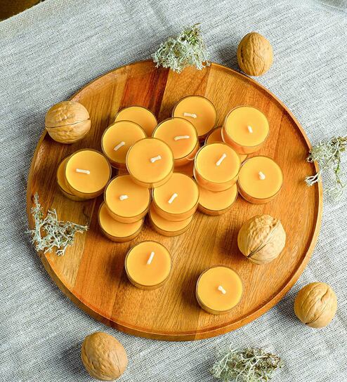 Citrus Aroma Yellow Metal (Pack Of 50) Tea Light Candles