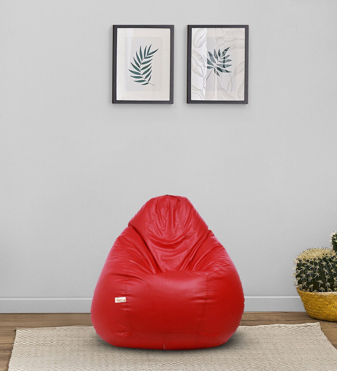 Buy Classic XXXL Leatherette Bean Bag with Beans in Red Colour at 25