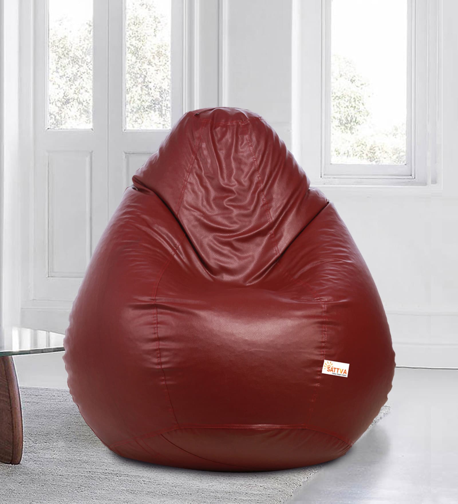 Buy Classic XXXL Bean Bag with Beans in Maroon Colour Online Bean