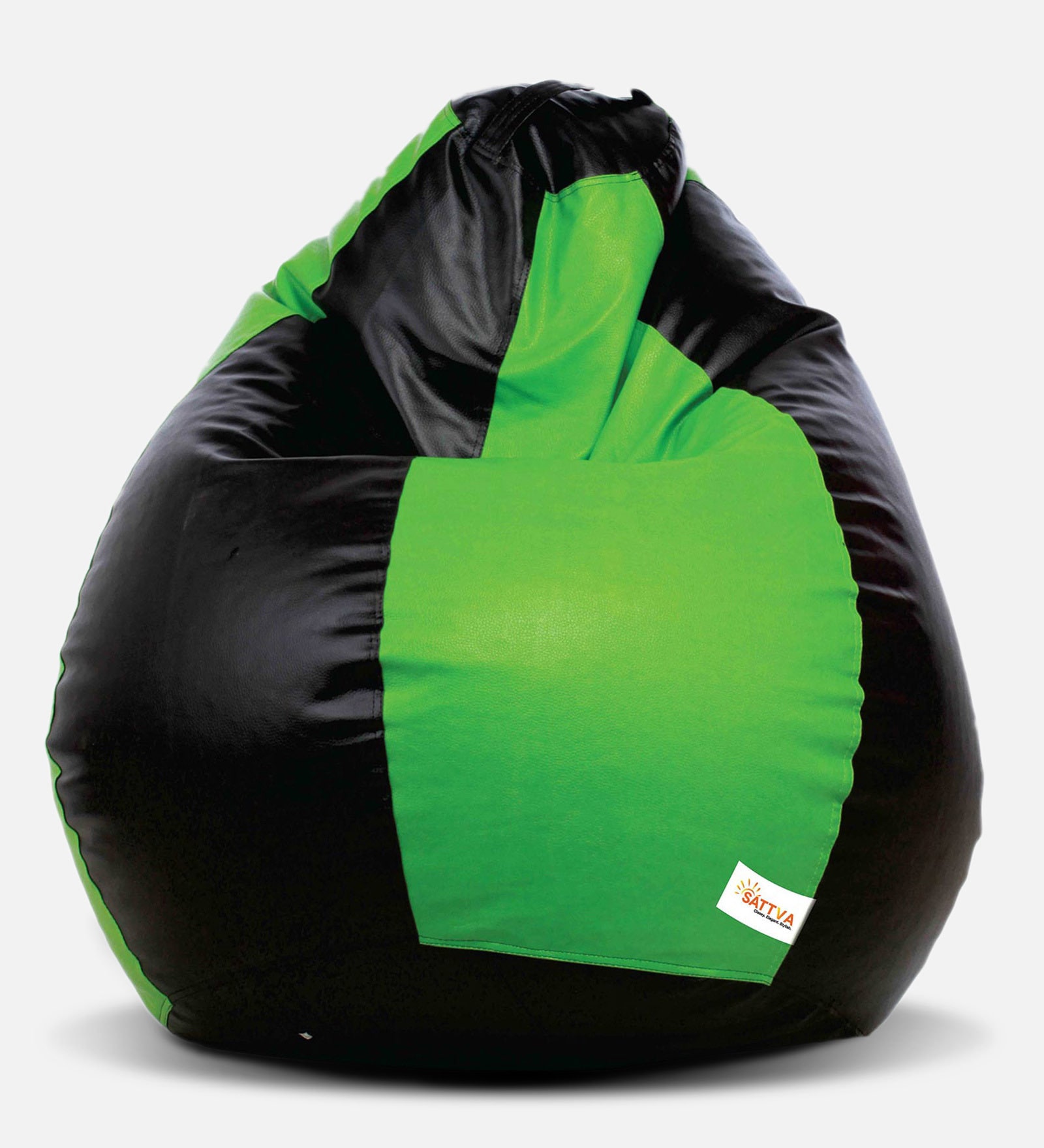 Buy Classic XXL Bean Bag with Beans in Black & Neon Green Colour at 22 OFF by Sattva Pepperfry