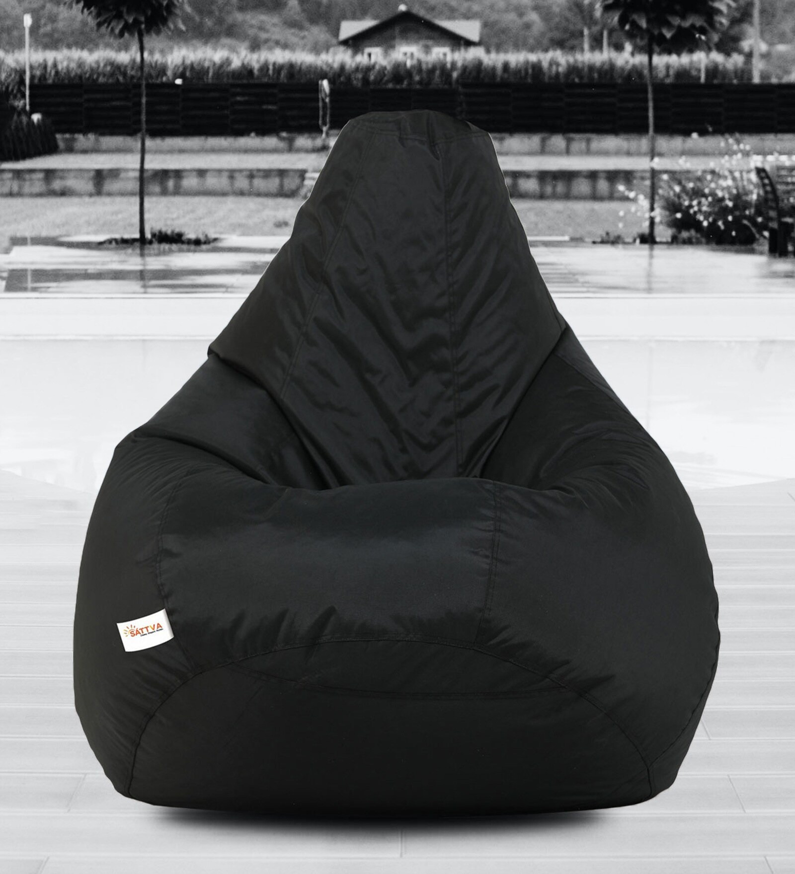 Buy Classic XXXL Fabric Bean Bag with Beans in Black Colour Online Bean Bags with Beans Bean