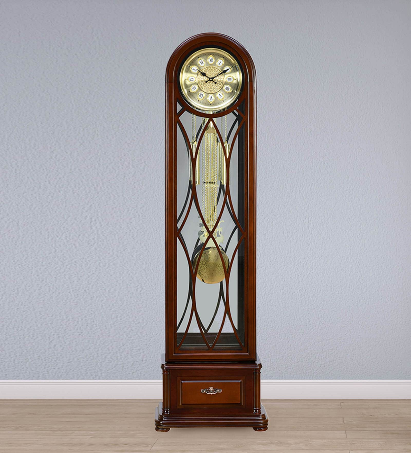 Buy Classique Linden Wood Grandfather Pendulum Clock In Brown by @home ...