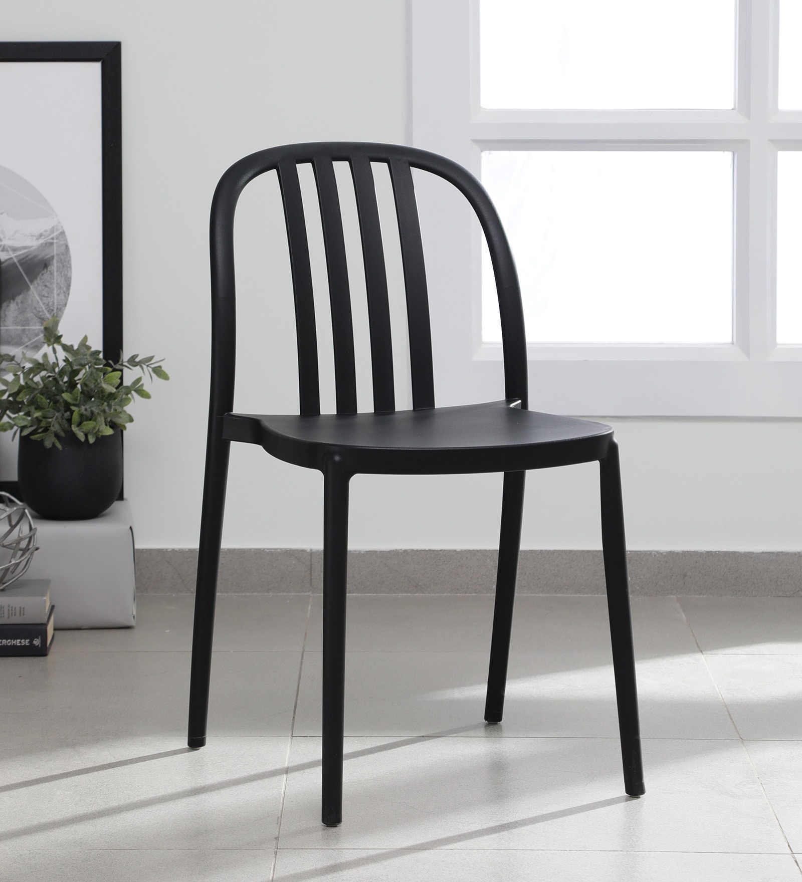 Buy Classy Fiber Cafe Chair in Black Colour Online Cafe Chairs