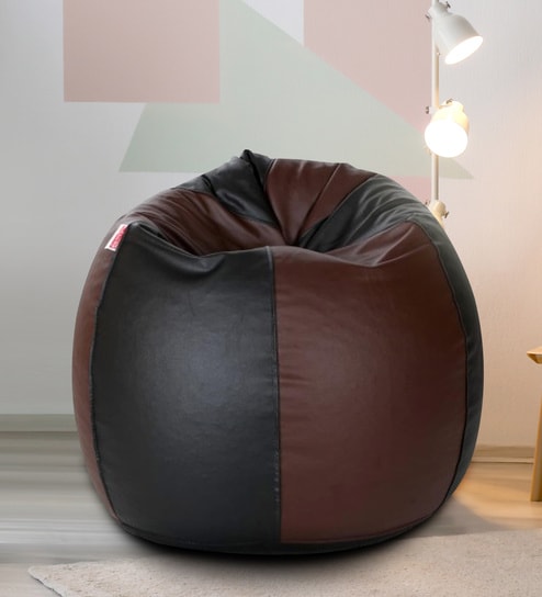 Classic XXXL Bean Bag with Beans in Black & Brown Colour