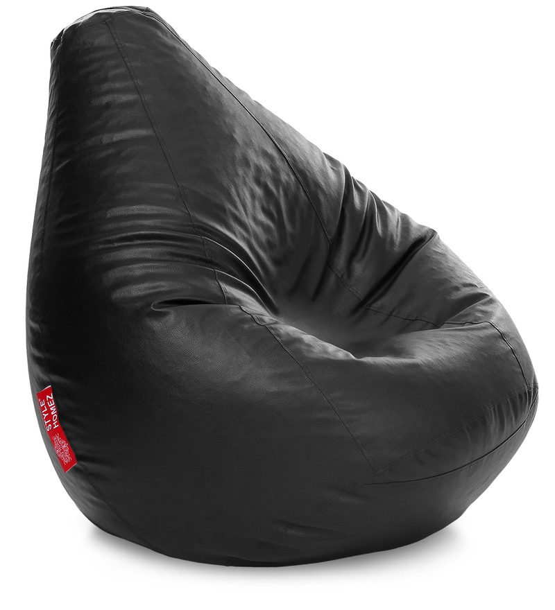 Buy Classic XXXL Bean Bag with Beans in Black Colour by Style HomeZ