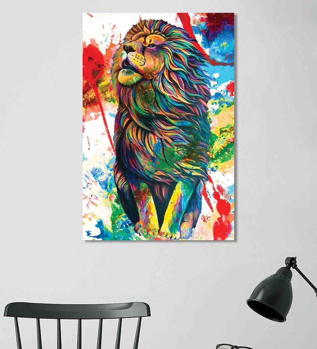 Buy Lion Multicolour Canvas Teakwood And MDF Framed Wildlife Art Print