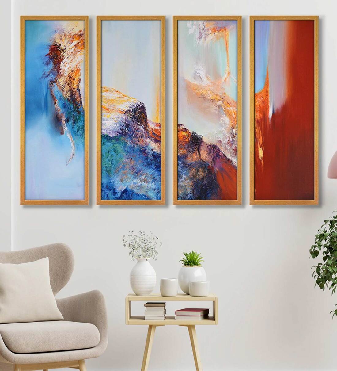 Buy House Multicolour Canvas Framed Abstract Art Panel Set of 4 at 29% ...