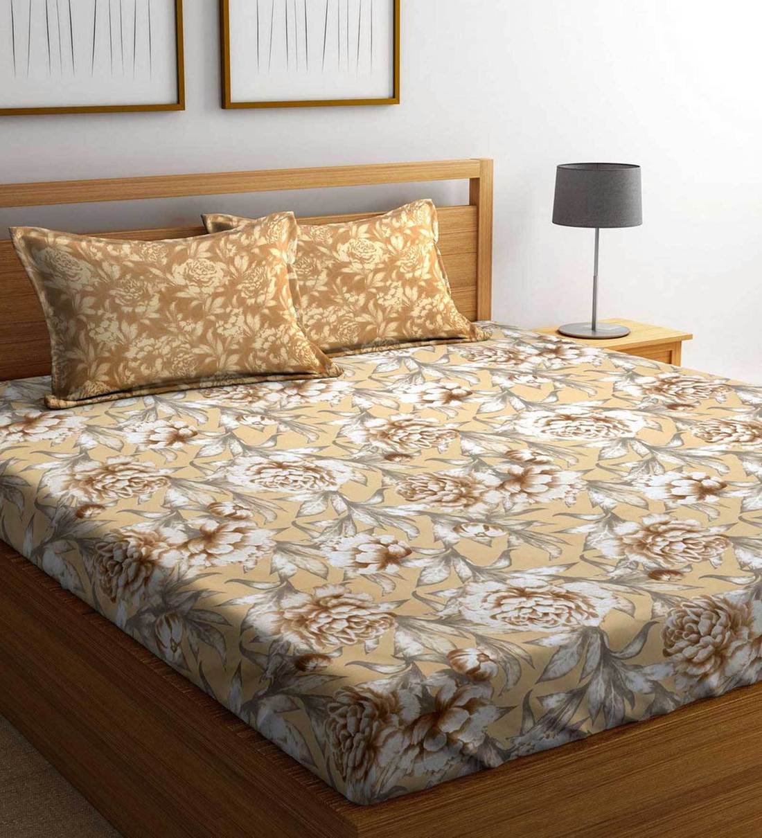 Buy Comfort Living 120 TC Cotton Double Bedsheet with 2 Pillow Covers