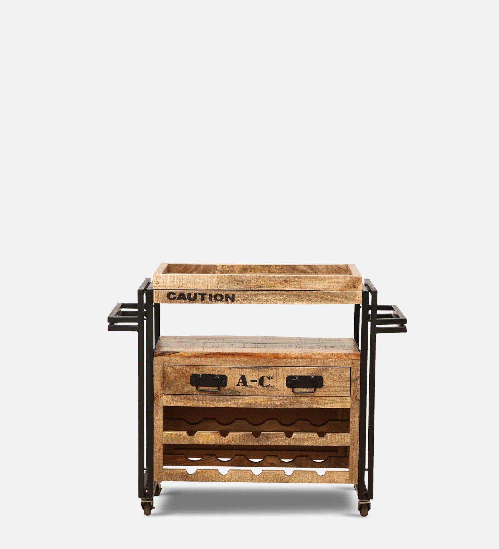 Buy Coleman Solid Wood Bar Trolley in Natural Finish at 51 OFF by