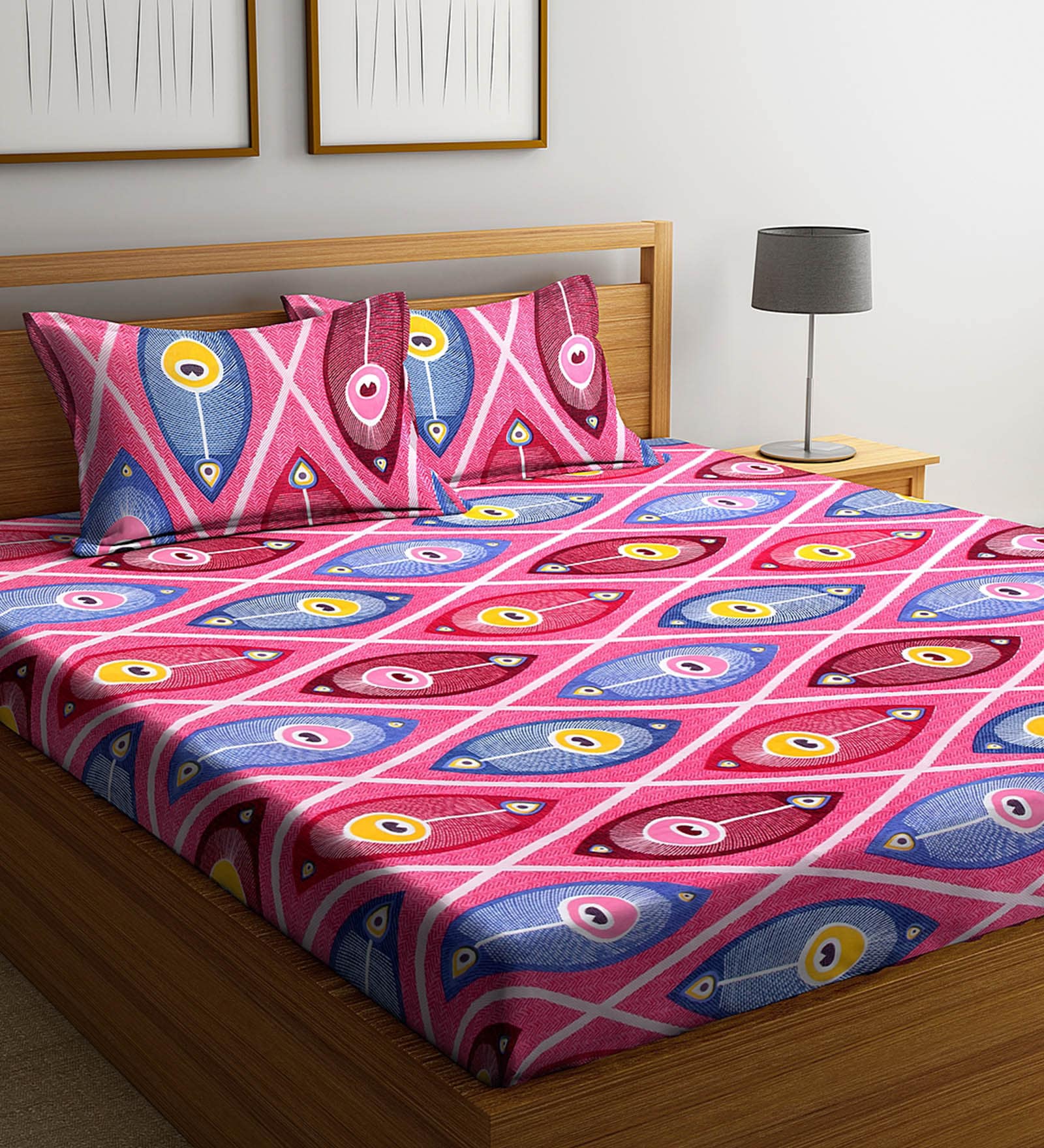 Buy Cotton 180 TC King Bedcover With 1 Pillow Cover By Dhrohar Online