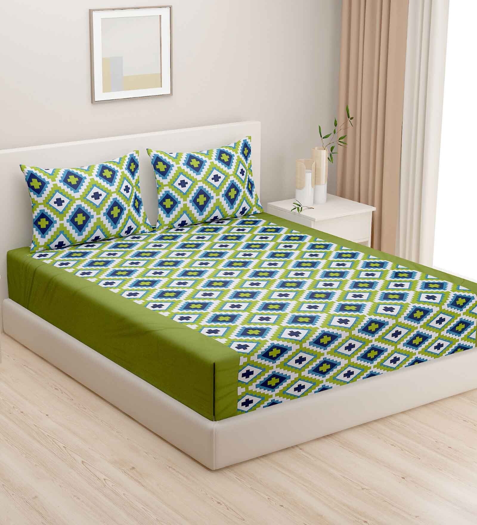 Buy Cotton 200TC Double Bedsheet with 2 Pillow Covers By Swayam at 35