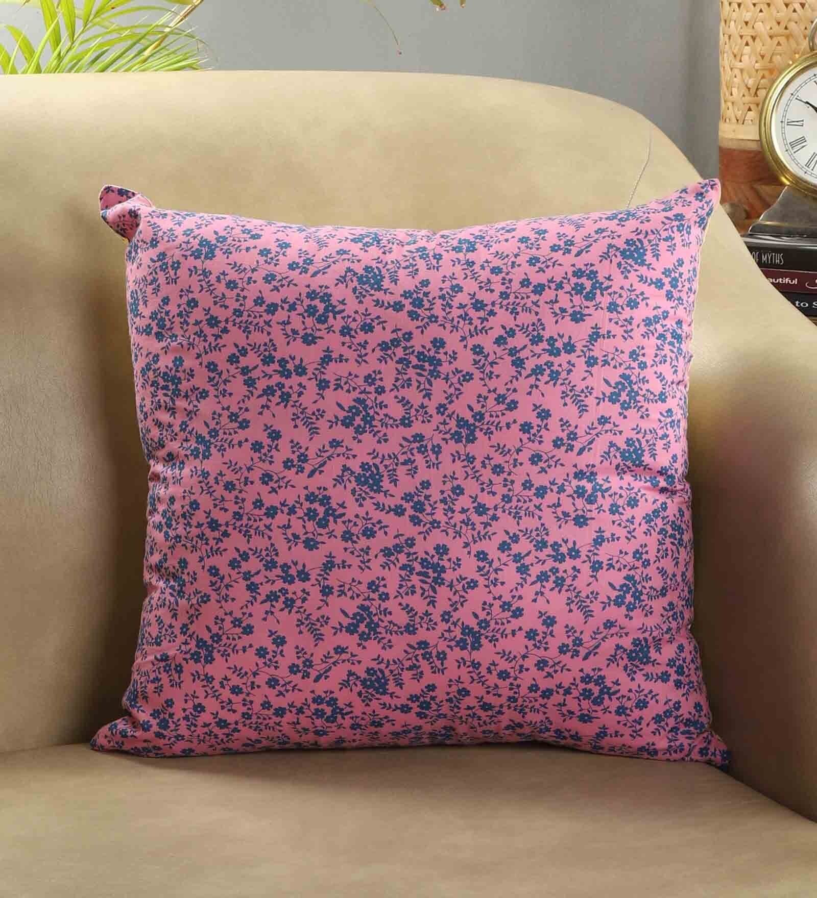 Buy Violet Floral Cotton 12 x 12 Inches Cushion Covers (Set of 5) by