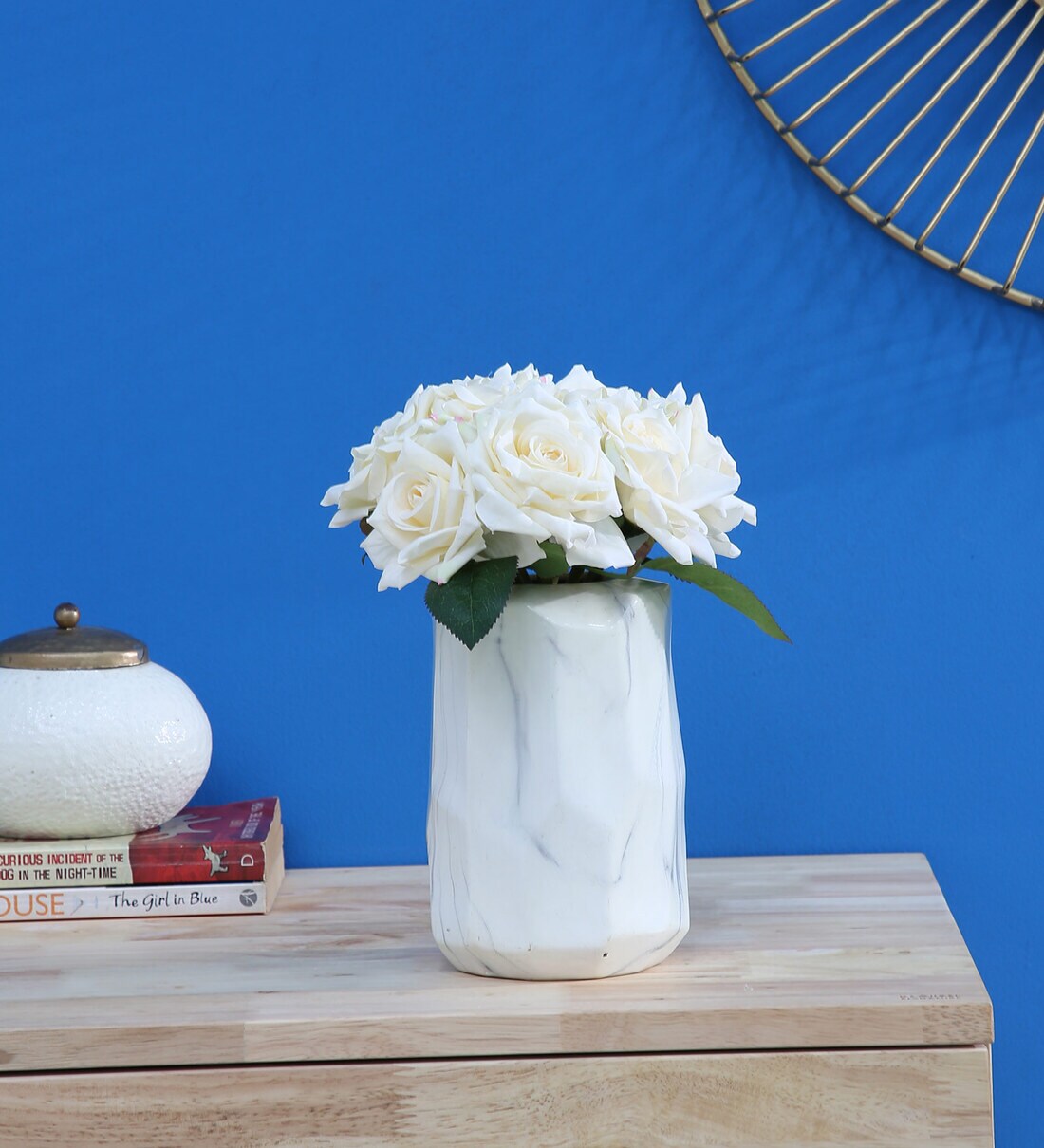 Buy Cream Fabric Crame Rose Bunch Artificial Flowers Online