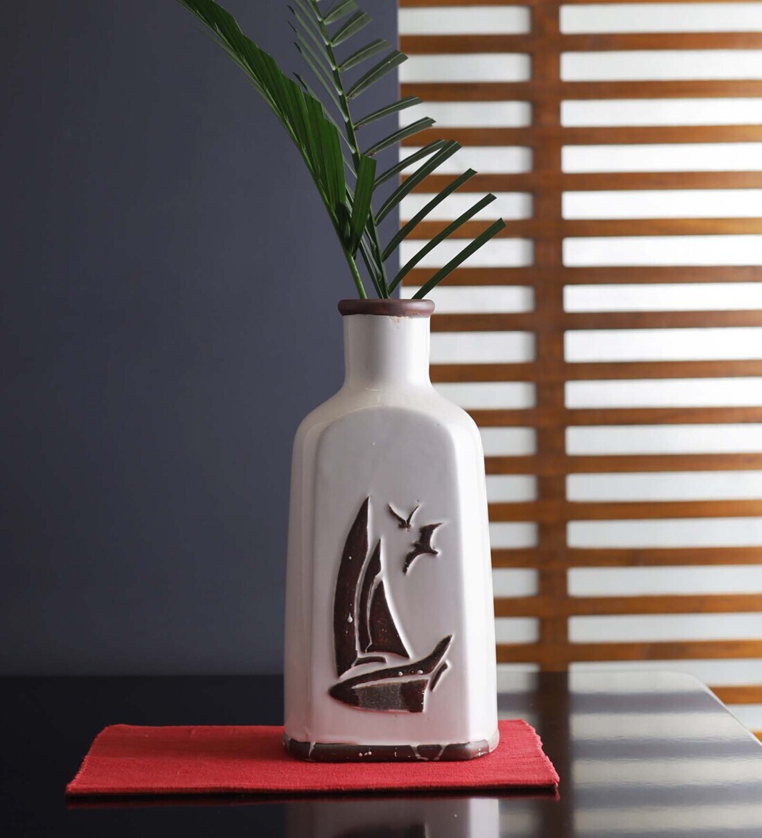 Buy Cream Ceramic Boat Tall Table Vase by Gaia Online Eclectic Vases