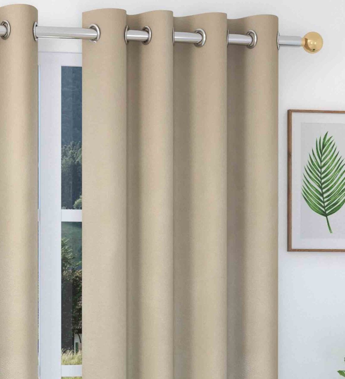 Buy Cream Solid Polyester 7 Ft Blackout Eyelet Door Curtains (Set of 2 ...