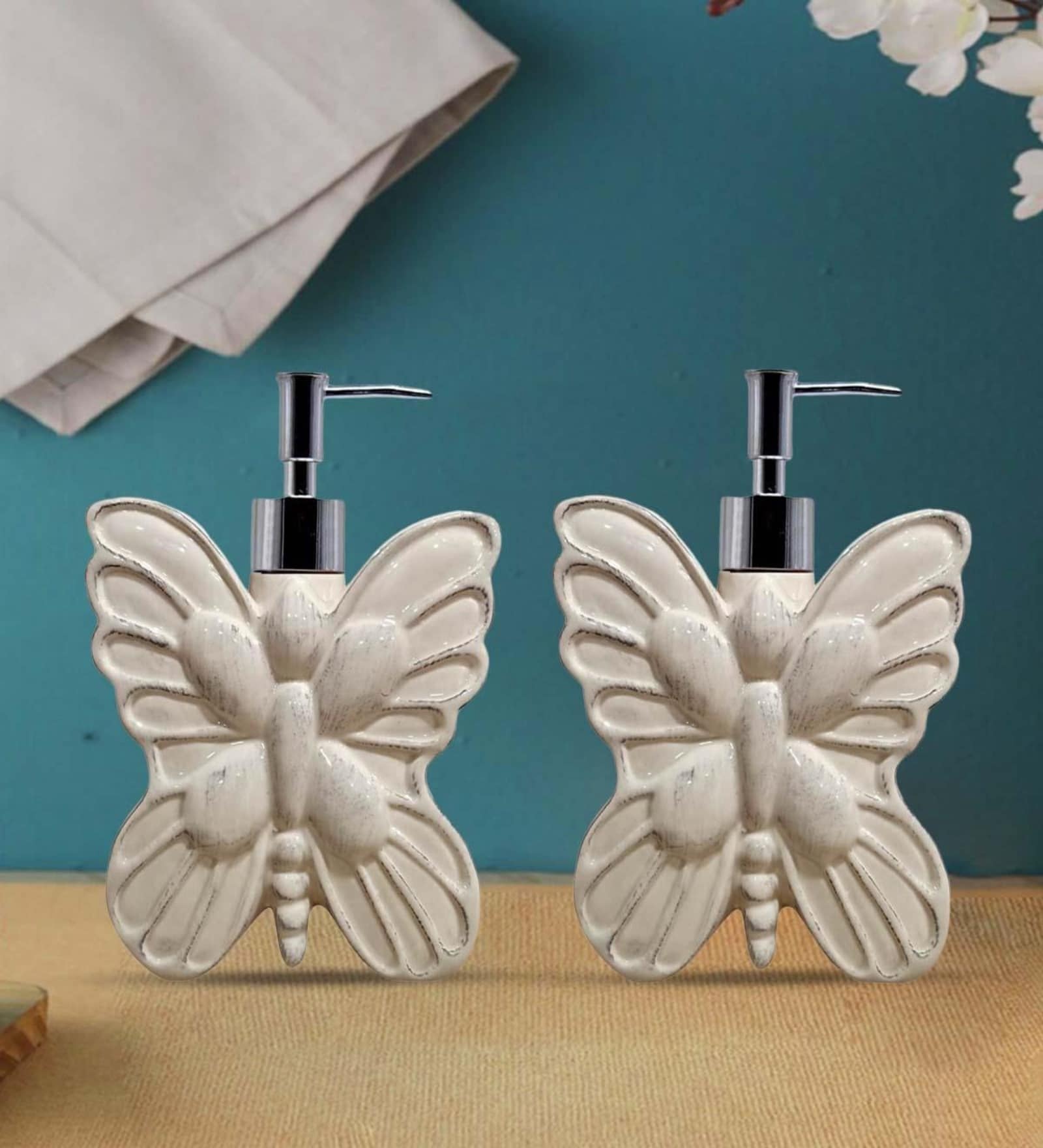 Buy Cream 300 ml Ceramic Liquid Soap Dispenser (Set of 2) by Kookee at 20 OFF by Kookee Pepperfry