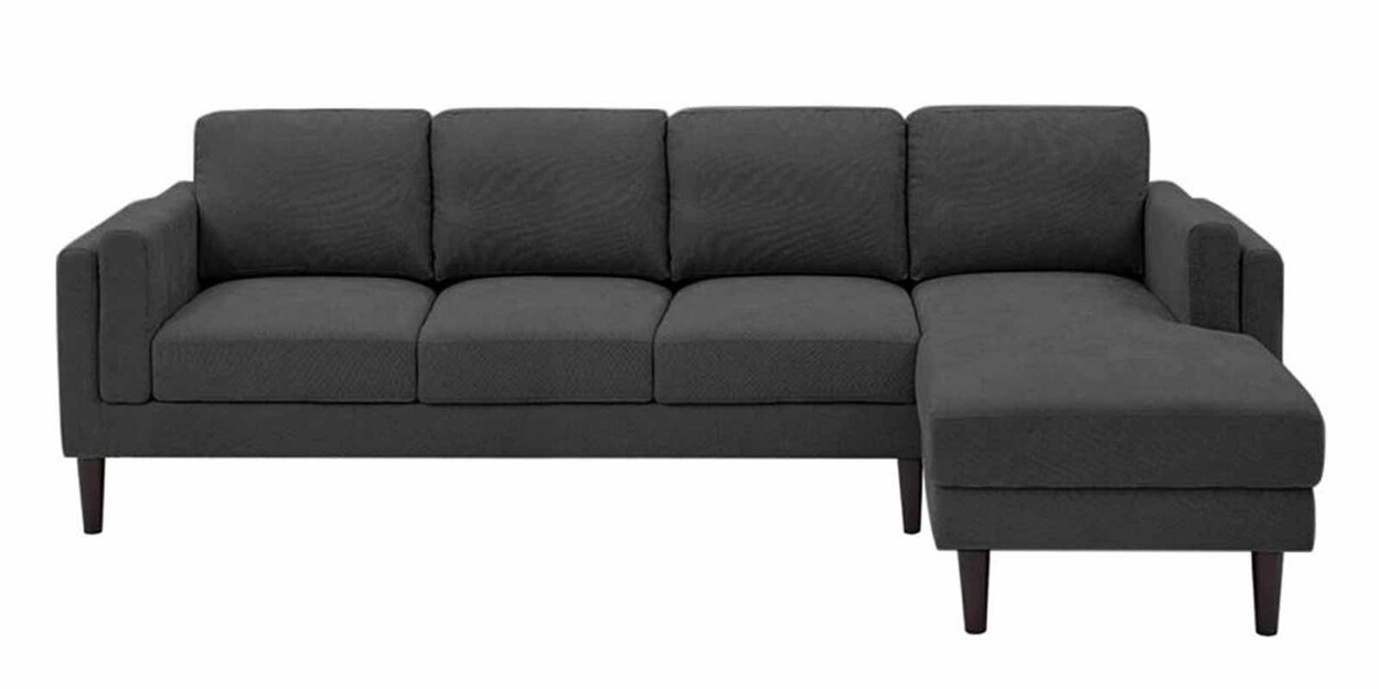 Buy Costa Fabric LHS Sectional Sofa (3+Lounger) in Charcoal Grey Colour