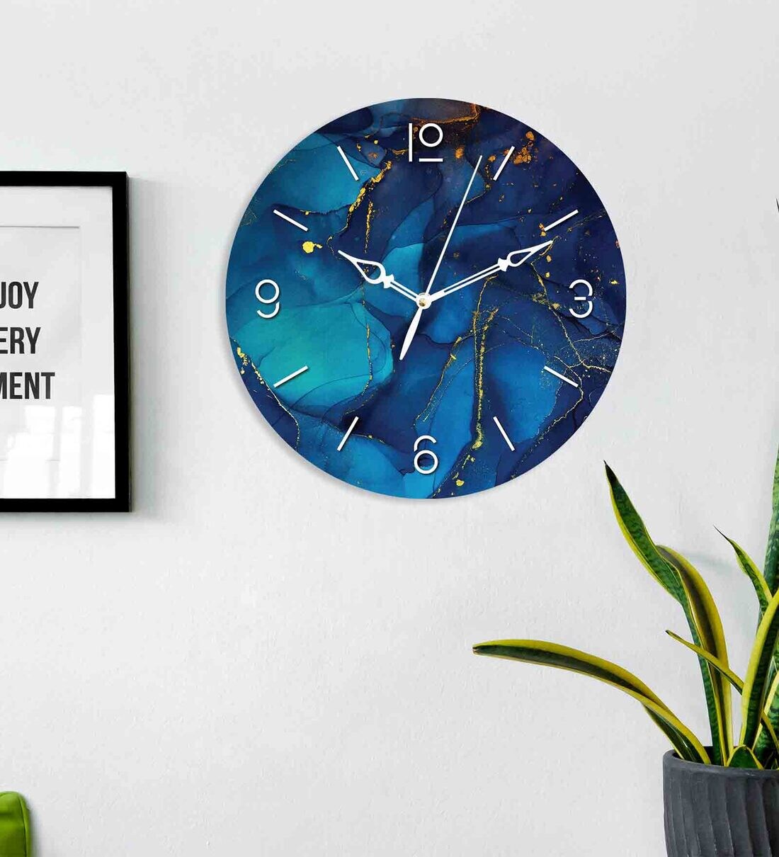 Buy Dark Blue with Yellow Splash Acrylic Wall Clock by The Next Decor ...