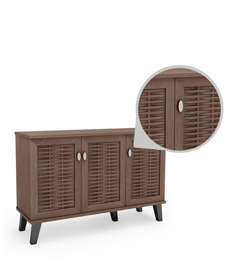 Buy Dane Three Door Shoe Cabinet In Walnut Finish By Home Online