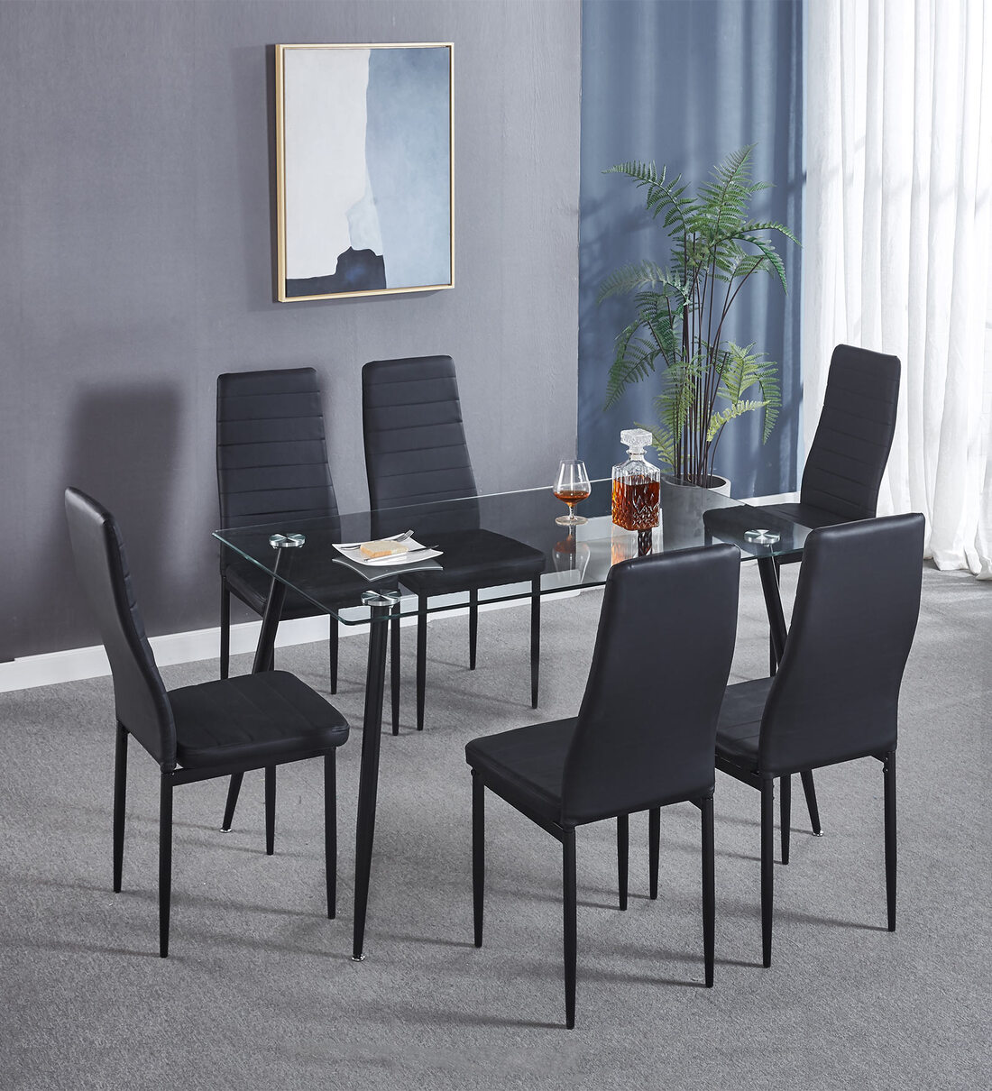 Buy Demphone Metal 6 Seater Dining Set in Black Colour at 10% OFF by SAYO | Pepperfry