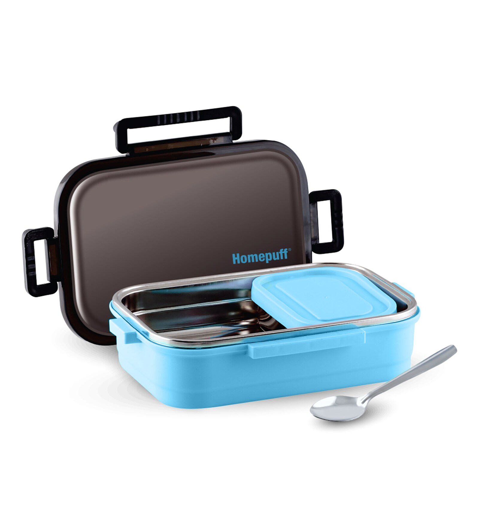 Buy Designer Blue Stainless Steel Lunch Box with Spoon by Homepuff at ...