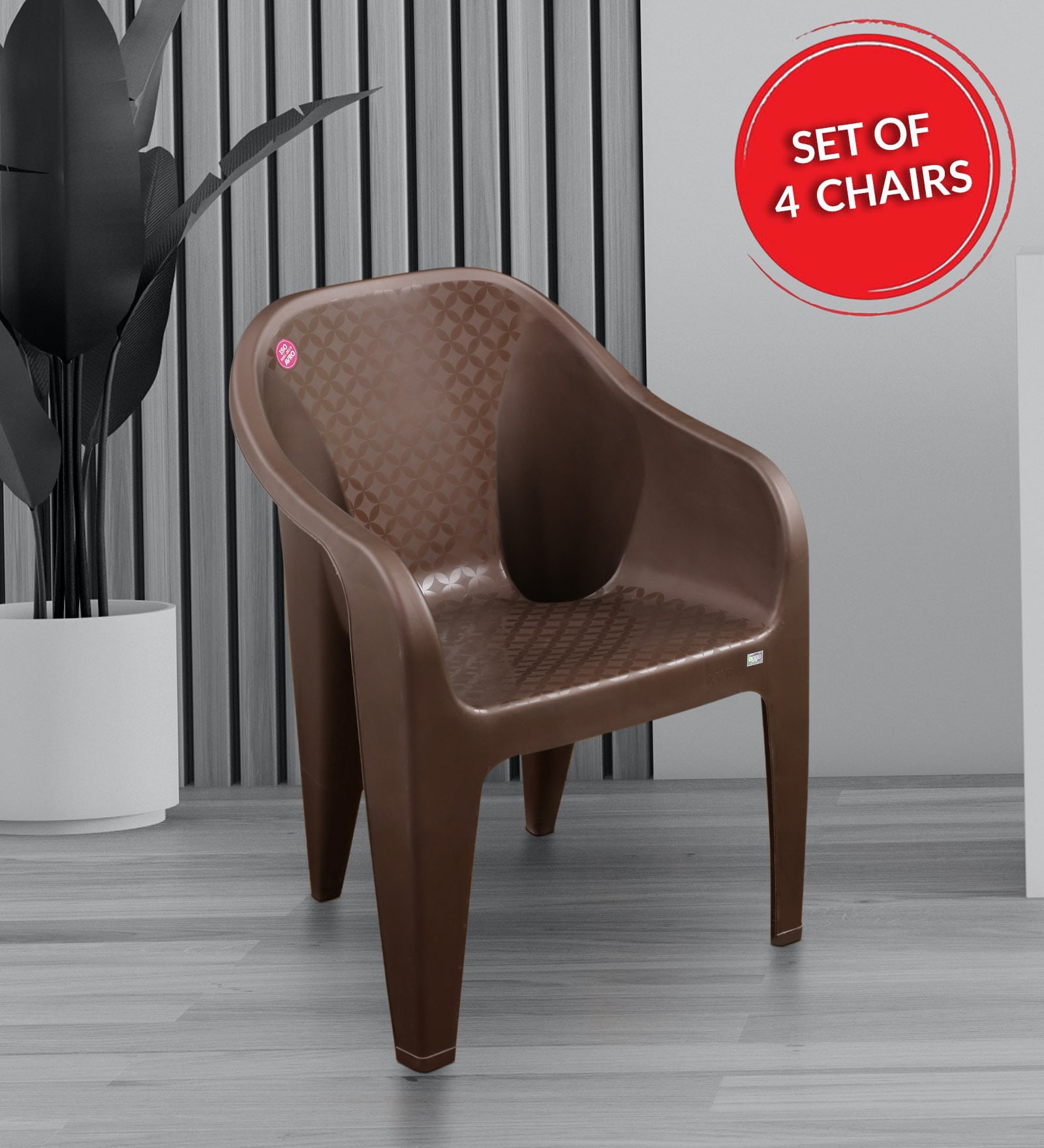 Buy Designer Plastic Chair in Brown(Set4) by AVRO Online Plastic