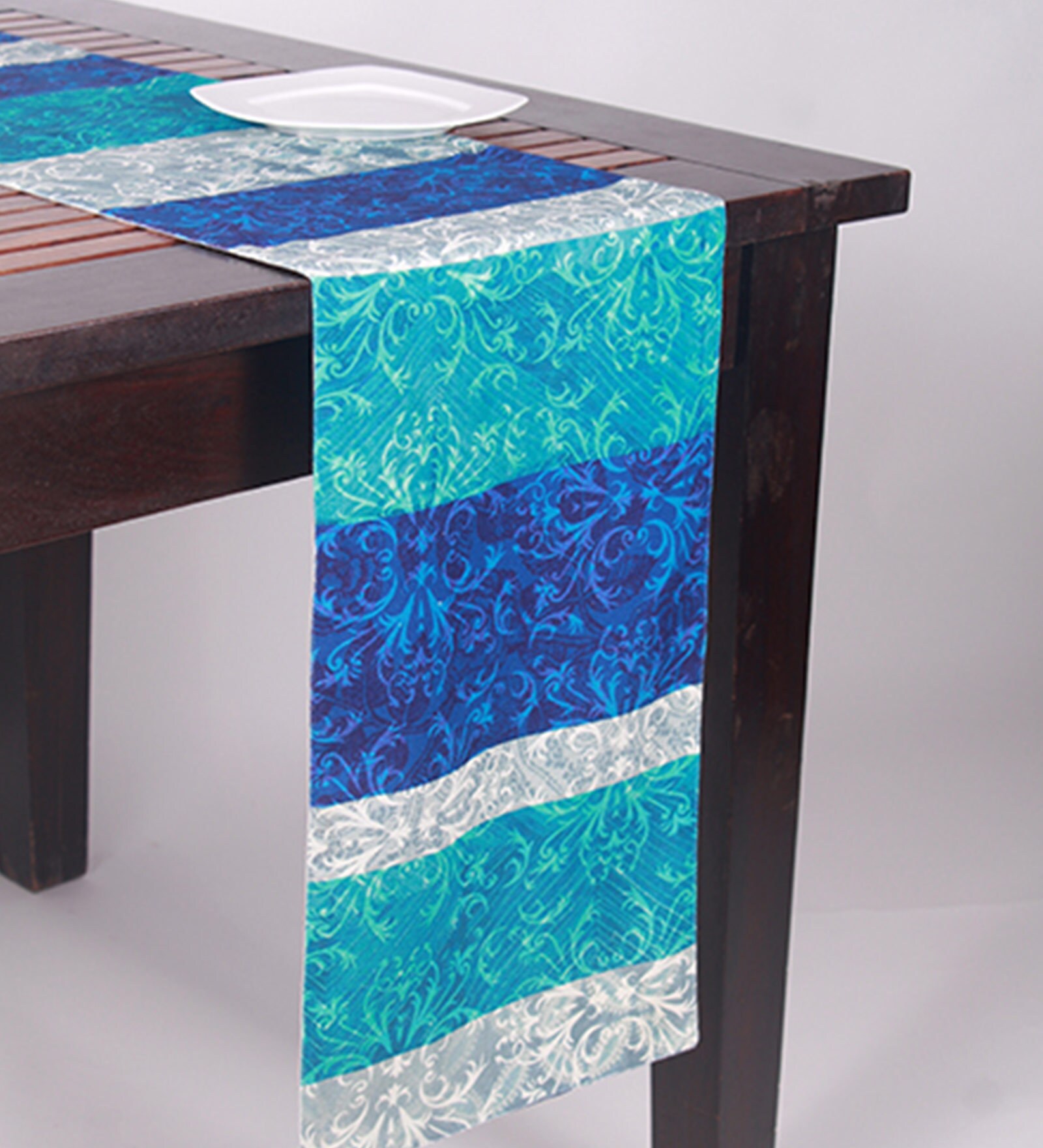 Buy Zeba (84x12) Blue Polyester Table Runner Online Table Runners