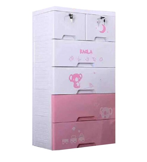 Buy Karla Six Shelves Unisex Chest Of Drawers In White Pink By