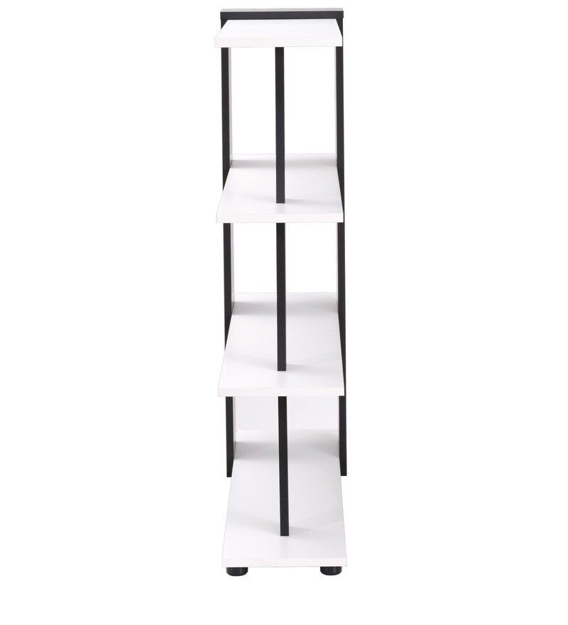 Buy Display Shelf Unit in White and Solid Black Finish by Mintwud Online Modern Book Shelves