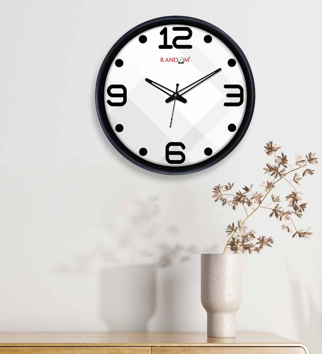 Buy Dual Frame Bold Number Plastic Wall Clock In Black & White at 38% ...