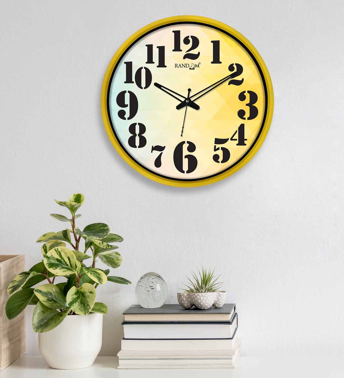 Buy Dual Frame Italain Bold Numbers Plastic Wall Clock In Yellow ...