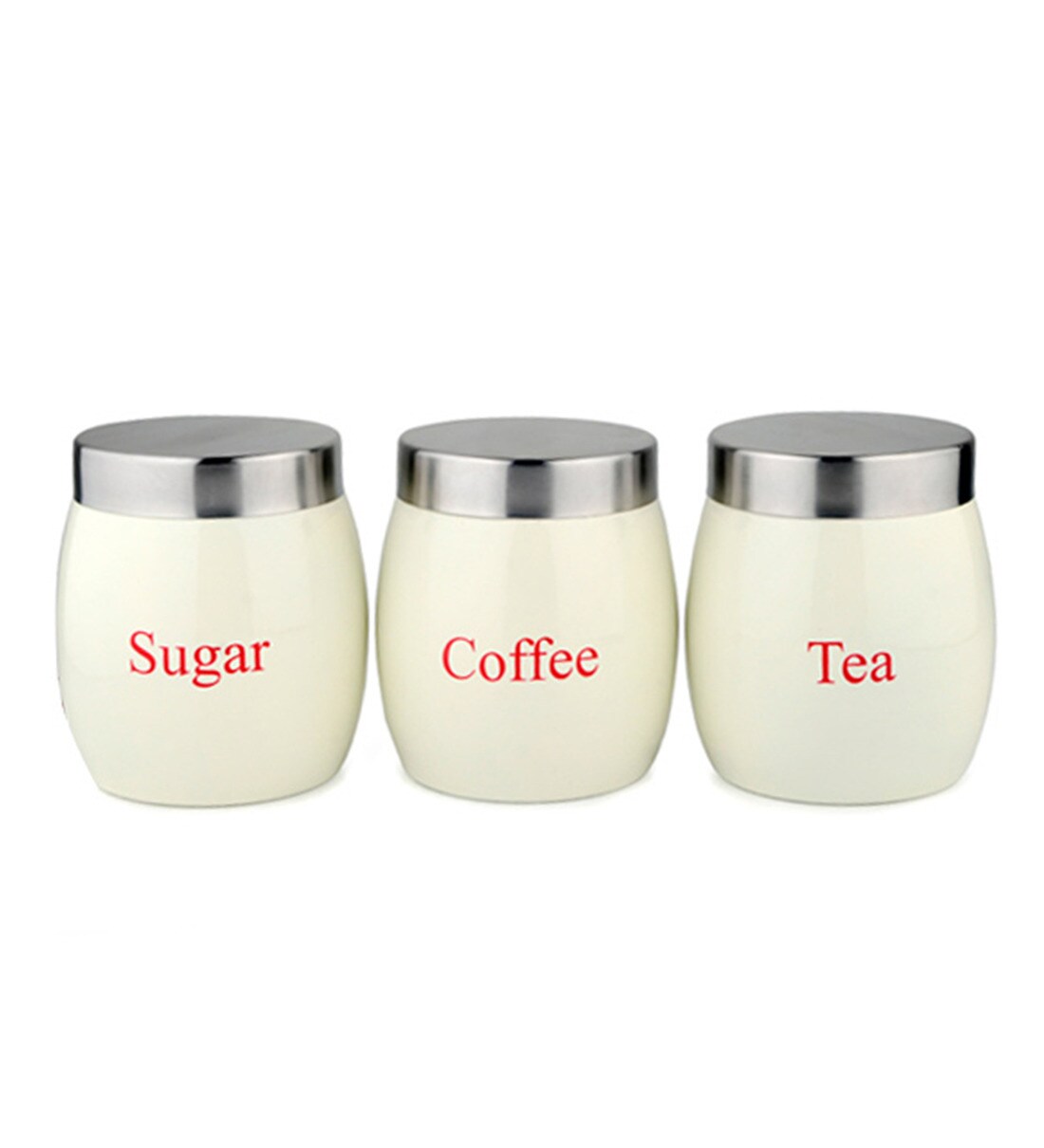 Buy Dynore Barrel Cream Round 1 L Tea, Coffee and Sugar Canister Set