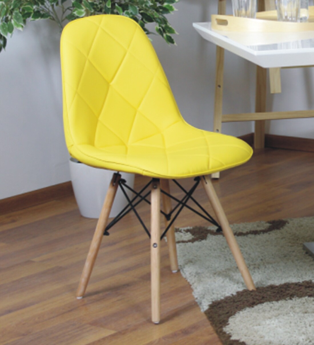 Buy Eames Leatherette Iconic Chairs in Yellow Colour Online DSW