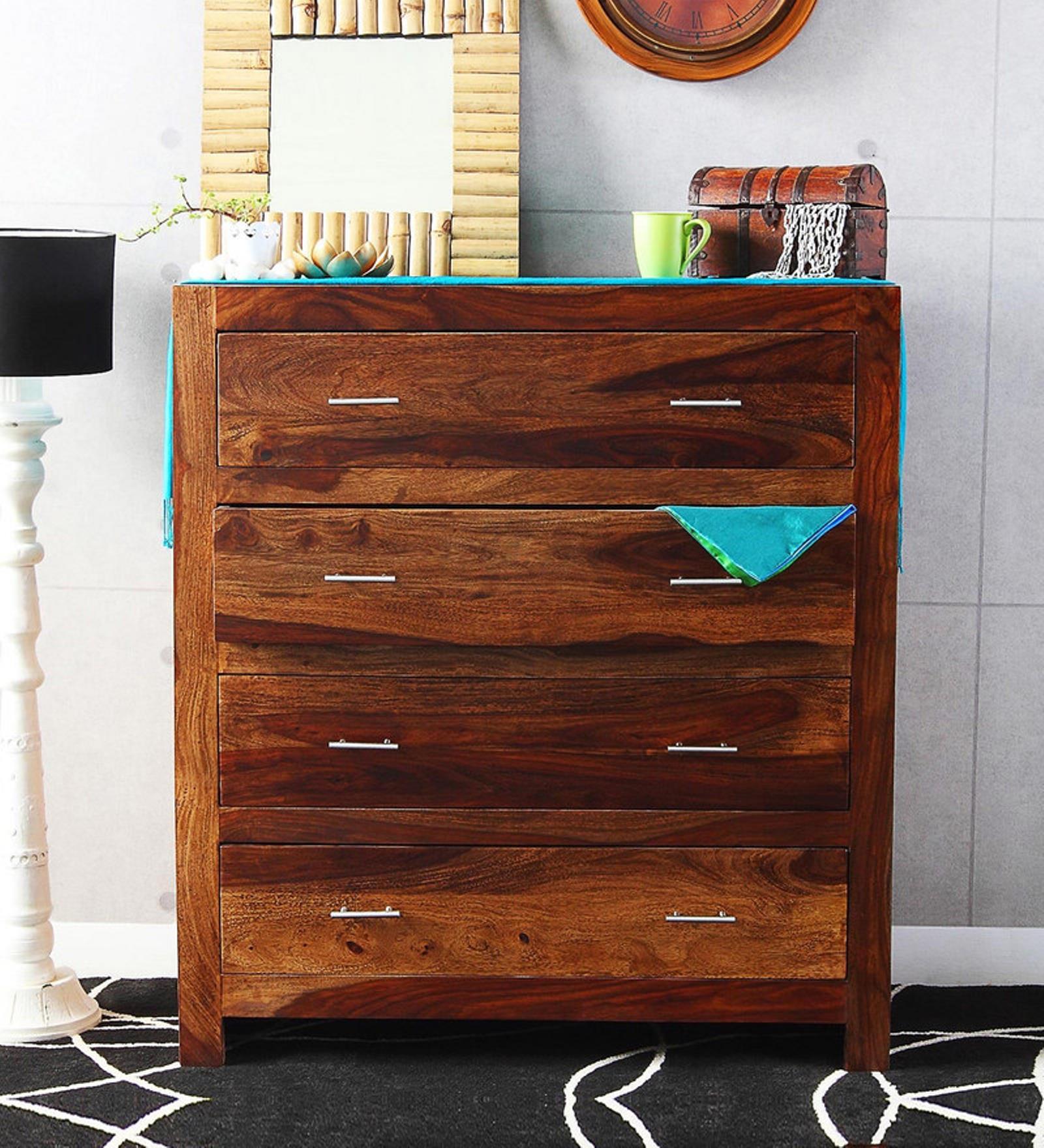 Buy Edmonds Chest of Four Drawers in Provincial Teak Finish on Rent