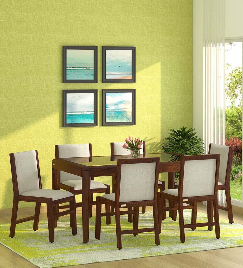 Buy Portland Solid Wood 6 Seater Dining Set In Premium Acacia