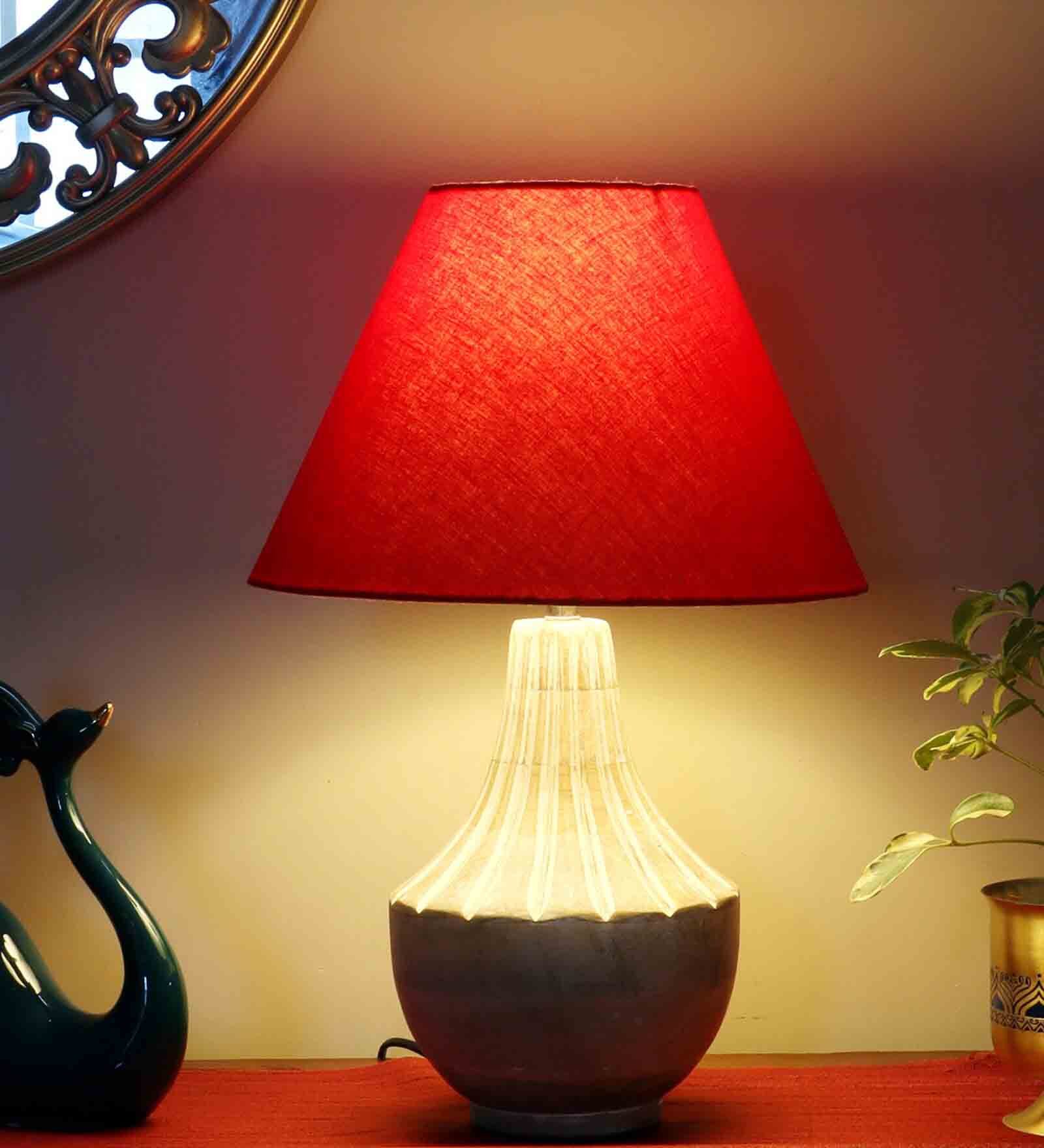 Buy Ektara Table Lamp With Red Shade By Nakshikathaa at 32 OFF by