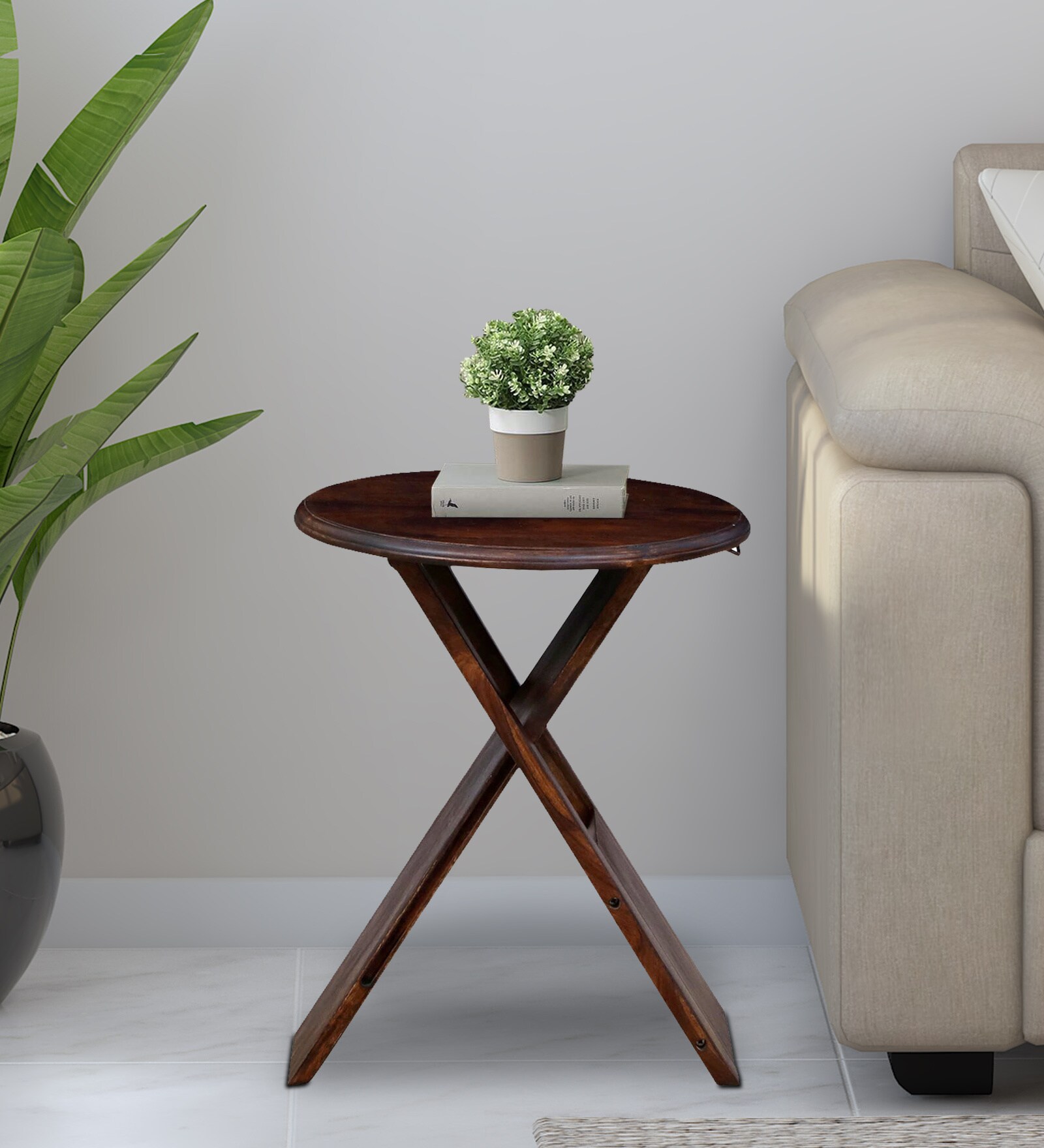 Buy Jungfrau Sheesham Wood Folding End Table In Scratch Resistant