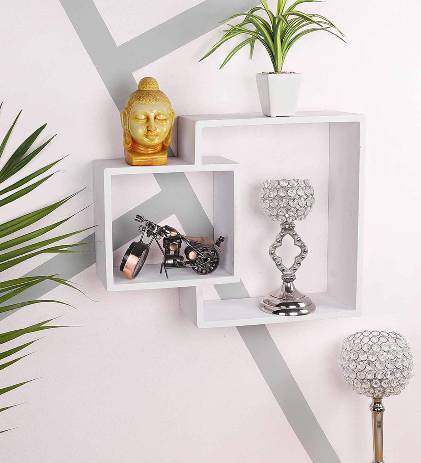 Buy Engineered Wood Wall Shelf in White Colour by Home Sparkle at 58
