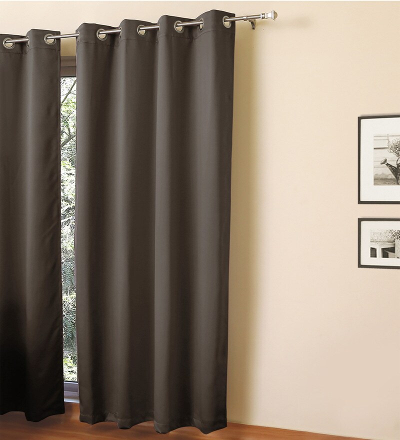 Buy Erba Blackout Peach Colour 7 Feet Set Of 2 Door Curtains By