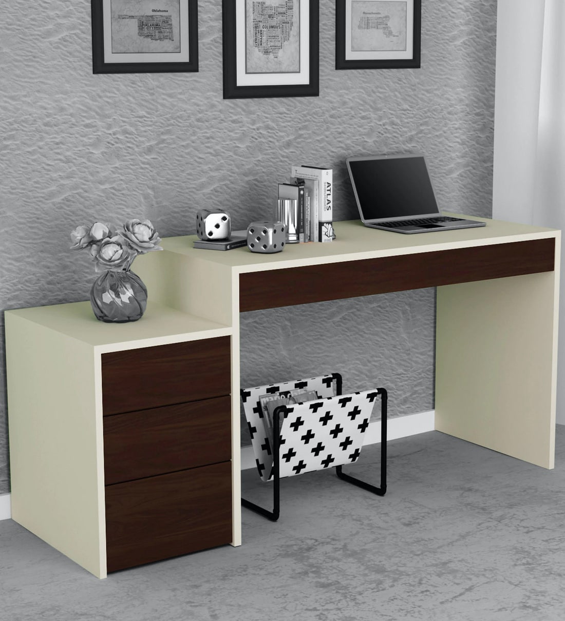 Buy Eskada Office Table in Ivory & Walnut Finish Online - Executive Desks - Office  Tables - Furniture - Pepperfry Product