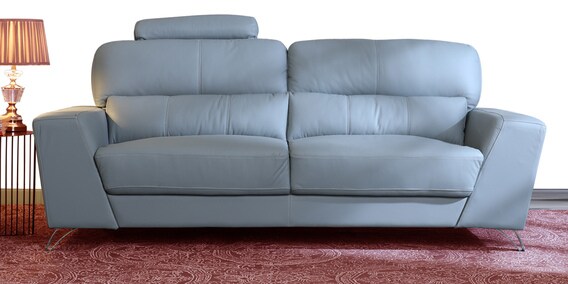 Buy Esteban 3 Seater Half Leather Sofa In Grey Colour By Casacraft