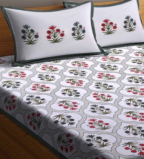 Buy Ethnic 180 Tc Double Size Bed Sheet With 2 Pillow Covers By