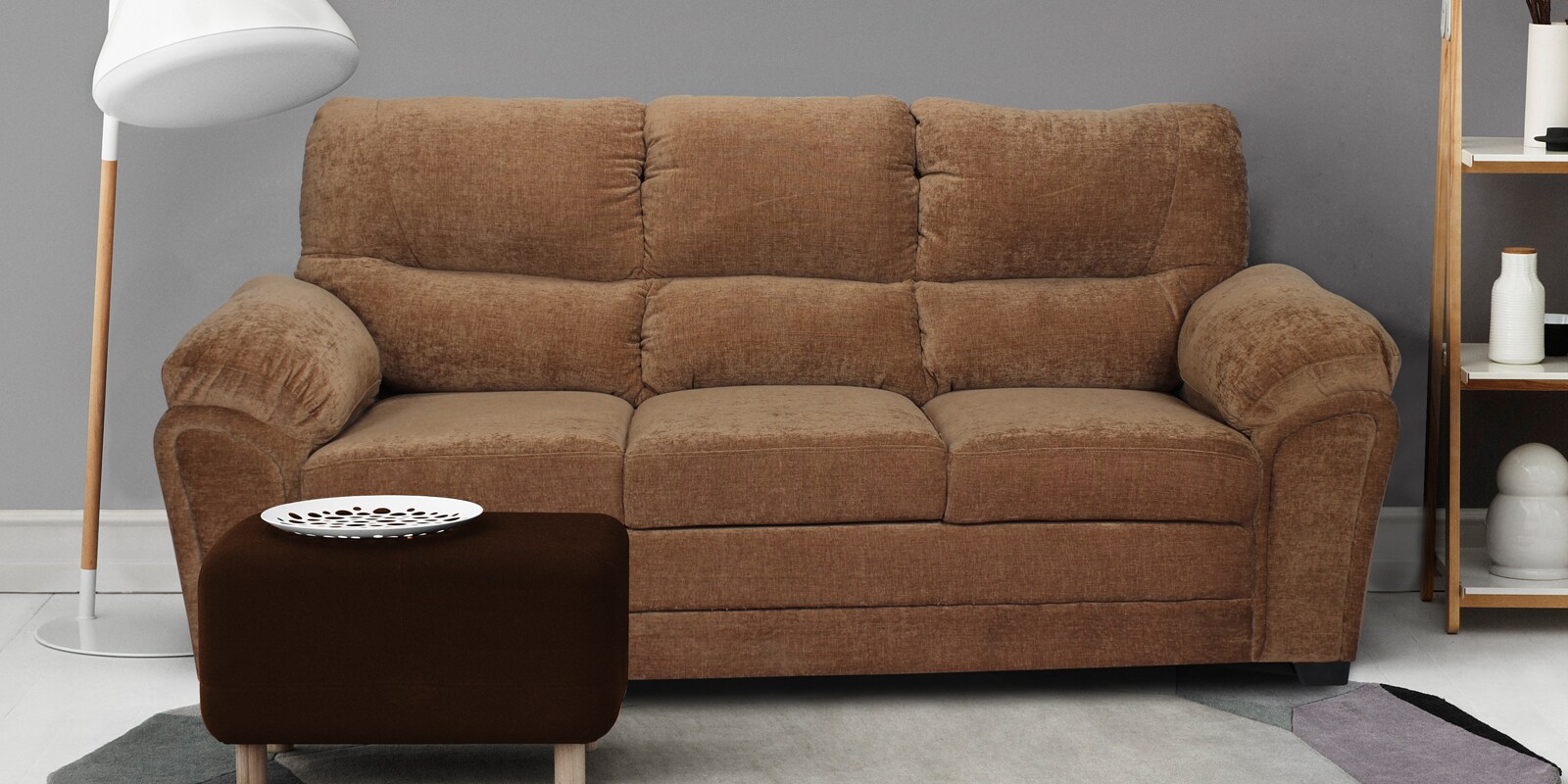 Buy Evok Three Seater Sofa in Brown Colour by Home City Online 3